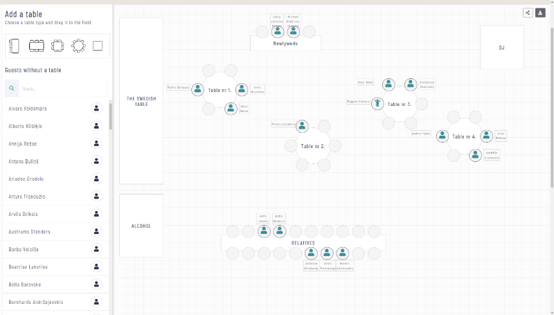 Table Planner Module Screenshot